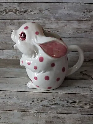 Vintage Polka Dot Bunny Rabbit Pitcher Schmid Design Folio Pink And White • $34