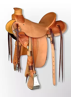 Western Leather Wade Roping Ranch Hand Carved Horse Saddle 10  -18  Free Ship • $411.18