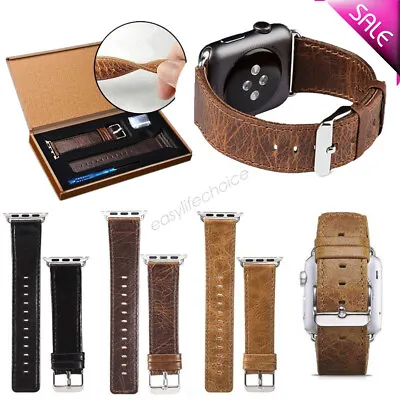 $5.89 • Buy Leather Wrist Watch Band Strap For Apple IWatch 2/3/5/6/7/8 38/40/41/42/44/45mm