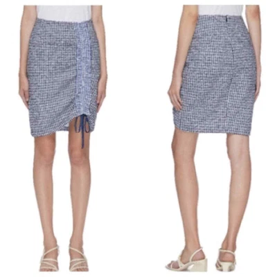 $79.95 • Buy Staud Women's Cello Drawstring Ruched Gingham Checkered Mini Skirt Sz 6