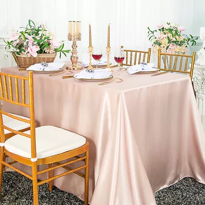 Wedding Linens Inc 90  X 132  Premium Satin Rectangular Tablecloths • $18.98