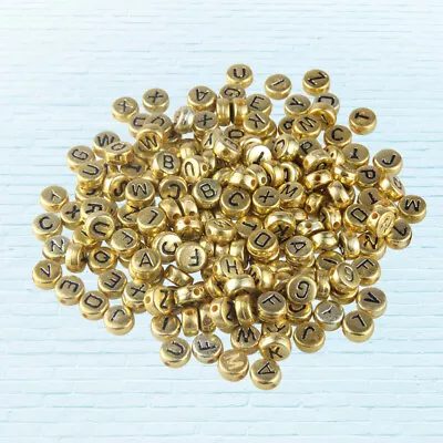500PCS Vintage Gold Letter Beads For Jewelry Making • £9.69
