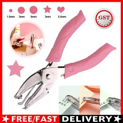 Manual Puncher Paper Hand Hole Punch Cutter Circle Heart Star Soft Grip AU • $8.49