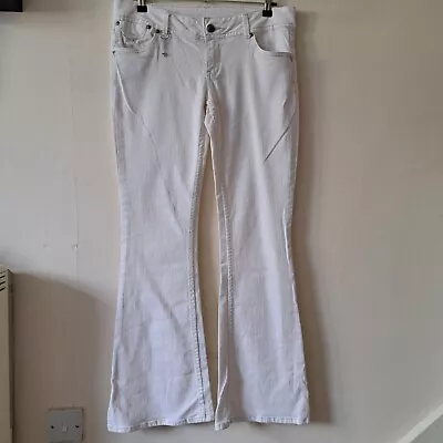 Jane Norman Boot Cut Low Rise Flared White Jeans UK 14 Y2k 00s Vintage  • £24.99