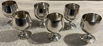 Set Of Six Silver Plated Mini Goblets/Cordials Dessert Drinks Vintage • £19.28
