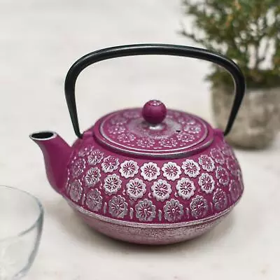 Deluxe Japanese Inspired  Boysenberry  Purple & Silver Cast Iron Teapot • £52