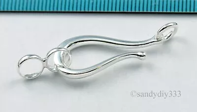 1x STERLING SILVER PLAIN EYE S HOOK CLASP BEAD 42mm N145 • $8.36