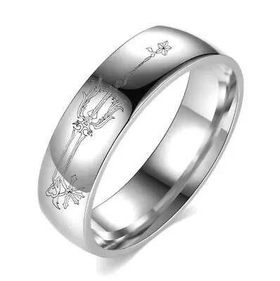 $4.99 • Buy 6mm Kingdom Hearts Keyblade Stainless Steel Rings Crown Gifts Size 6-13