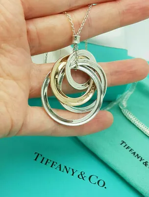 £447.99 • Buy Tiffany & Co. 1837 Rubedo And Silver Interlocking 4 Circles Pendant 20  Necklace