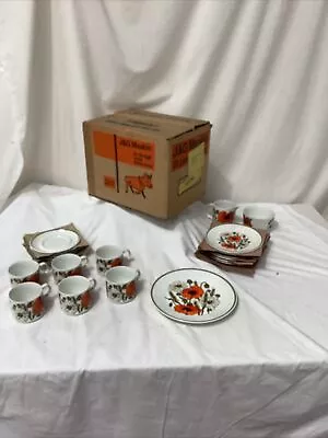 £89.95 • Buy J&G Meakin Vintage 1970s Poppy 21 Piece Tea Set In Original Box