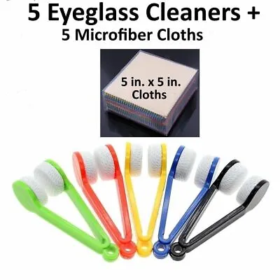 5 Pcs Sun Glasses Eyeglass Cleaner Microfiber Cloth Lens Wipes Cleaning Kit LOT • $9.45