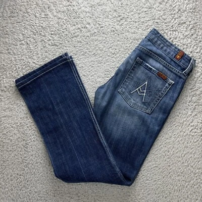 7 For All Mankind A Pocket Jeans Womens 8/10 W27 L30 Blue Flared Stretch Regular • £24.69