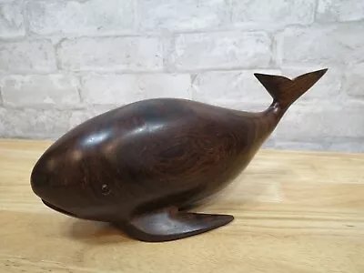 Vintage WOODEN WHALE FIGURINE Hand Carved Wood NICE! • $29.99