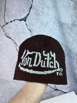 Von Dutch Black Beanie Knitted Hat Logo Cotton Blend One Size • $50