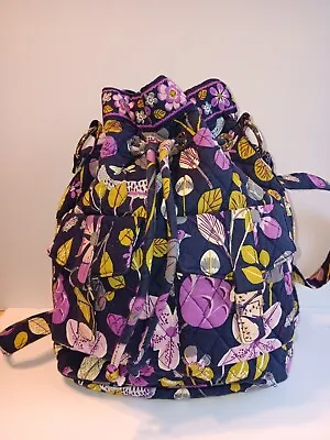 Vera Bradley Nightingale Bucket Bag Retired (Floral Purple Navy) • $39.99