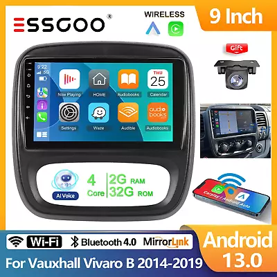 9  Android 13 For Vauxhall Vivaro B Car Stereo Radio Apple Carplay GPS Navi +CAM • £154.45