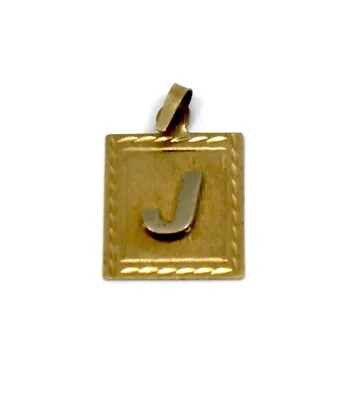 $99.99 • Buy J Letter Initial Dog Tag Pendant In 14K Solid Yellow Gold