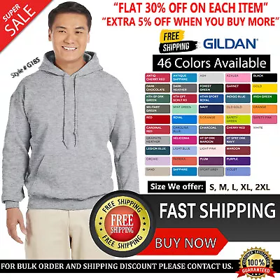 Gildan Adult Heavy Blend 50/50 Long Sleeves Pullover Hooded Sweatshirt G185 • $30.05