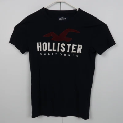 $13.98 • Buy Hollister Mens T-Shirt Size S Navy Blue Big Embroidered Logo Short Sleeve Tee