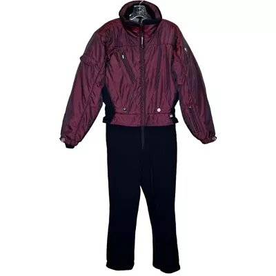 Nils Women’s Snowsuit Sz 12 One Piece Vtg 80s 90s Snow Ski Burgundy Black • $110.49