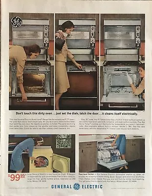 1964 GE General Electric Americana Range VTG 1960s 60s PRINT AD Self-Clean Oven • $11.77