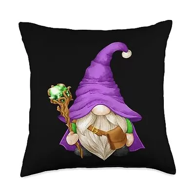 Purple Gnome Wizard Hat And Wizard Magic Wand Kids Cosplay Throw Pillow • $36.13