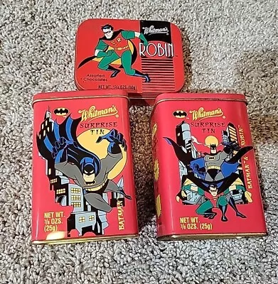 Set Of 3 Whitman's Batman Bandage Box Metal & Robin Tin Candy Vintage  • $11.99