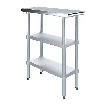 30 In. X 12 In. Stainless Steel Work Table With 2 Shelves | Metal Utility Table • $204.95