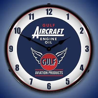 Gulf Aircraft Engine Oil Wall Clock LED Lighted • $282.54