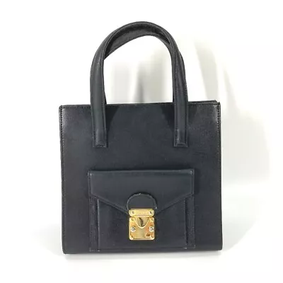 FENDI Vintage Logo Hand Bag Bag Tote Bag Tote Bag Leather Black/Gold • $245