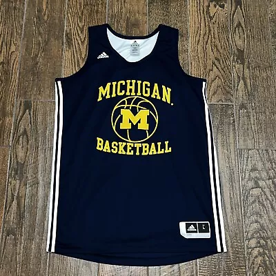 Men Michigan Wolverines Adidas Reversible Practice Basketball Jersey Climalite L • $23.95