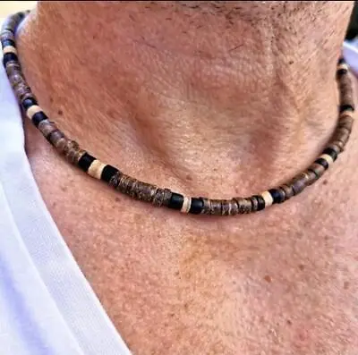 Natural Coconut Shell Spacer Beads Surfer Necklace Men Tribal Jewelry Fashion • $10.95
