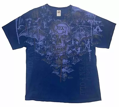 Vintage Y2K Avenged Sevenfold T-Shirt XL Affliction Style Skull A7X Big Graphic • $40