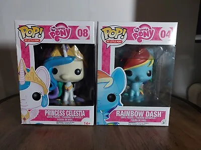 Princess Celestia Glitter + Rainbow Dash My Little Pony Funko Pop Figure Rare • £15