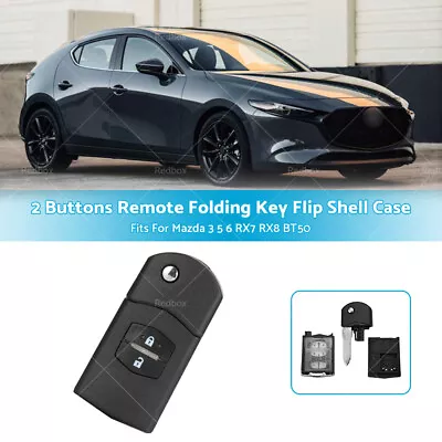 $13.69 • Buy 2 Button Remote Flip Key Car Shell Suit For Mazda 3 5 6 RX7 RX8 BT50 For 1Pc