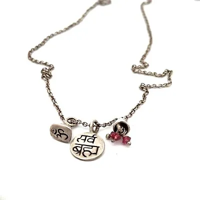 Me & RO 925 Sterling Silver Amethyst Inspirational Sanskrit 3 Charm Necklace • $175