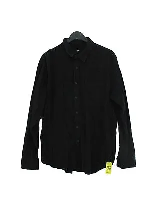 Uniqlo Men's Shirt XL Black 100% Cotton Basic • £13.60