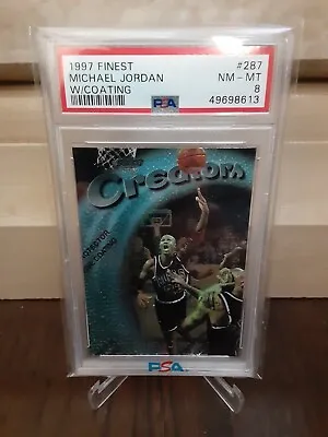 1996-97 Topps Finest Uncommon  Silver Michael Jordan W/coating #127 PSA 8 HOF • $69.99