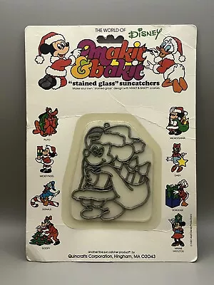 Vintage Makit & Bakit Disney Mickey Mouse Santa Stained Glass Suncatcher 1981 • $19.99