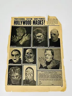 Vintage Don Post Mask Magazine Piece Order Sheet ￼rare Mummy Frankenstein Wolf • $39.99