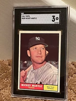 1961 Topps Mickey Mantle SGC 3 Yankees #300 BOLD COLOR Card NEW CLEAN CASE • $334.96