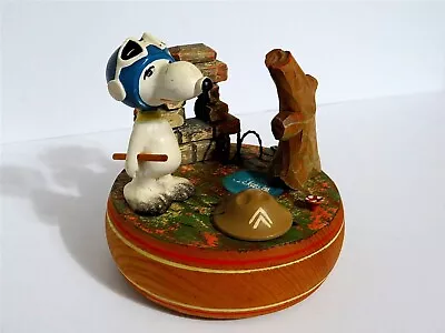 Snoopy Peanuts Charlie Brown Anri Vintage Wooden Music Box Figure Figurine 1968 • $58.99