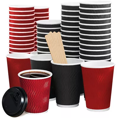 Vivva Disposable Coffee Cups Including Lids Healthy Paper Takeaway 8OZ/12OZ/16OZ • $25.64