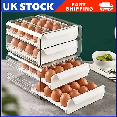 32 Grids Plastic Storage Box Egg Tray Holder Containers Kitchen Fridge Crisper • £6.97