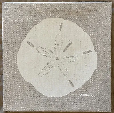 Vintage Marushka Stretched Fabric Sand Dollar Shell Print 13x13  O Box • $40