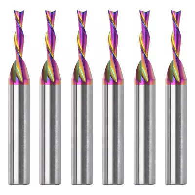 1/4'' Shank Downcut Spiral End Mill CNC Router Bit For Aluminum Double Flute • $14.39