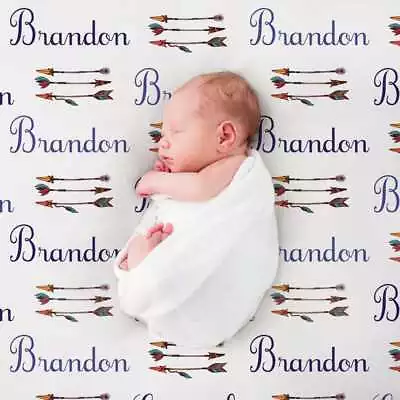 30 X 40 Personalized Bow And Arrow Baby Boy Blanket | Fleece | Mink • $34.99