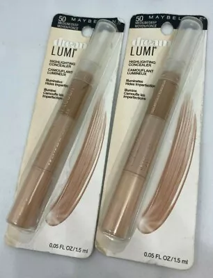 2X Maybelline Dream Lumi Touch Highlighting Concealer 50 Medium Deep .05 Oz New • $6.92