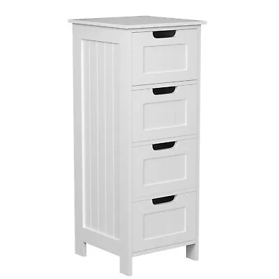 £55.10 • Buy Bathroom Cabinet 4 Drawer Freestanding Shelf Wooden Cupboard Storage Unit White