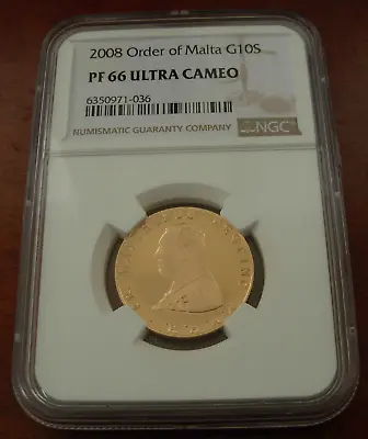 Malta 2008 Gold 10 Scudi NGC PF66UC • $650